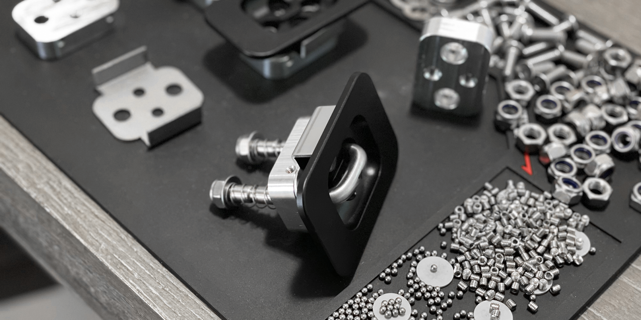 Titan Anchors Corsair Ultra Premium Line of Retractable Anchors on Workbench to be Assembled.