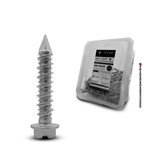100-Pack 1/4-in. x 1-1/4-in. 410 Stainless Steel Hex-Head Concrete Screws