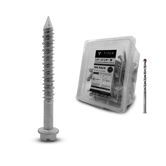 100-Pack 1/4-in. x 2-1/4-in. Stainless Steel Hex-Head Concrete Screws