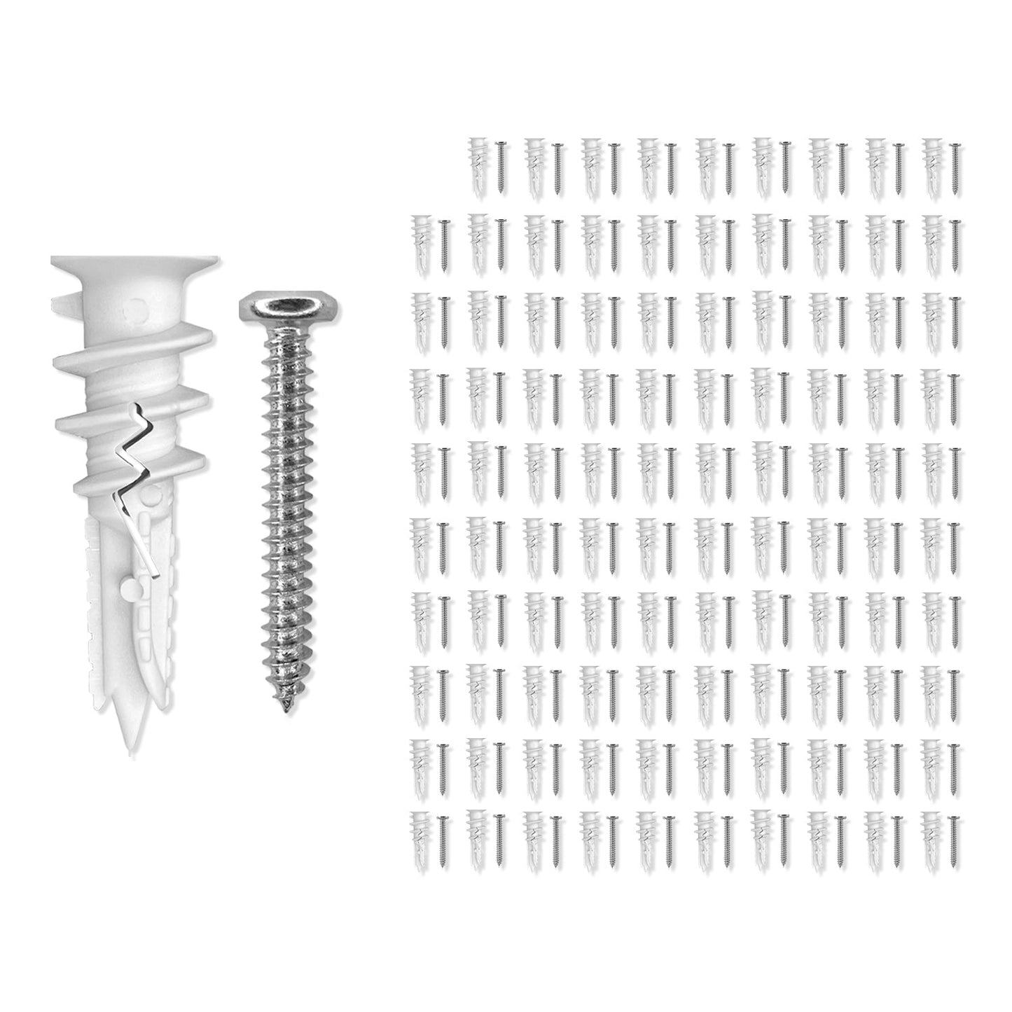 100-Pack Self-Drilling Reinforced Nylon Drywall Anchors with Screws Titan Anchors