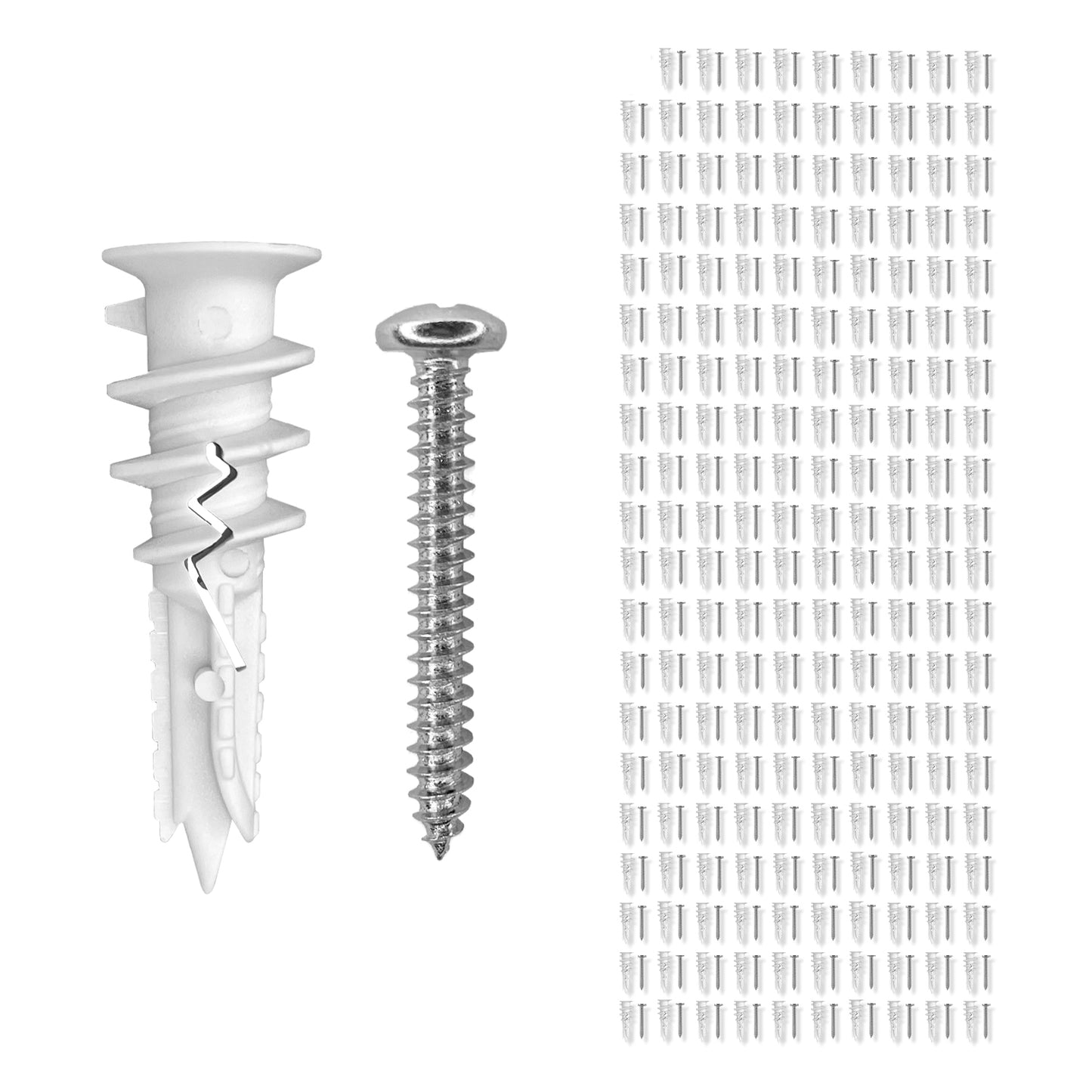 200-Pack Self-Drilling Reinforced Nylon Drywall Anchors with Screws