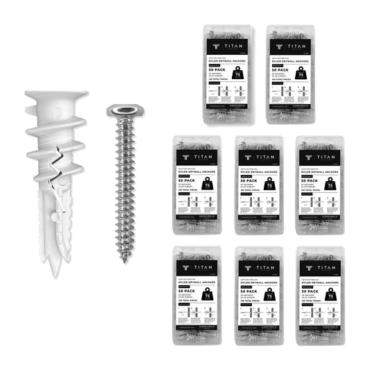 400-Pack Self-Drilling Reinforced Nylon Drywall Anchors with Screws