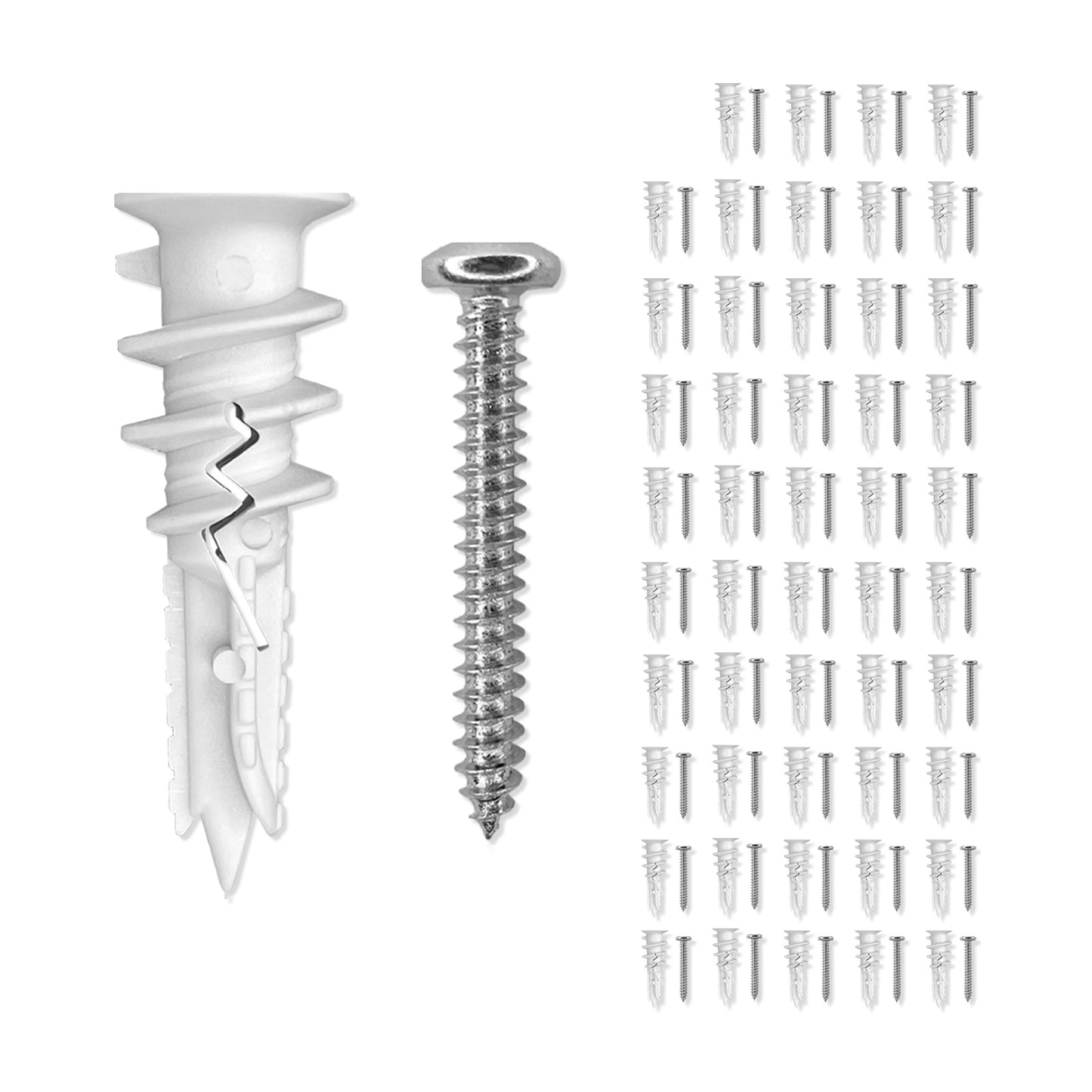 50-Pack Self-Drilling Reinforced Nylon Drywall Anchors with Screws