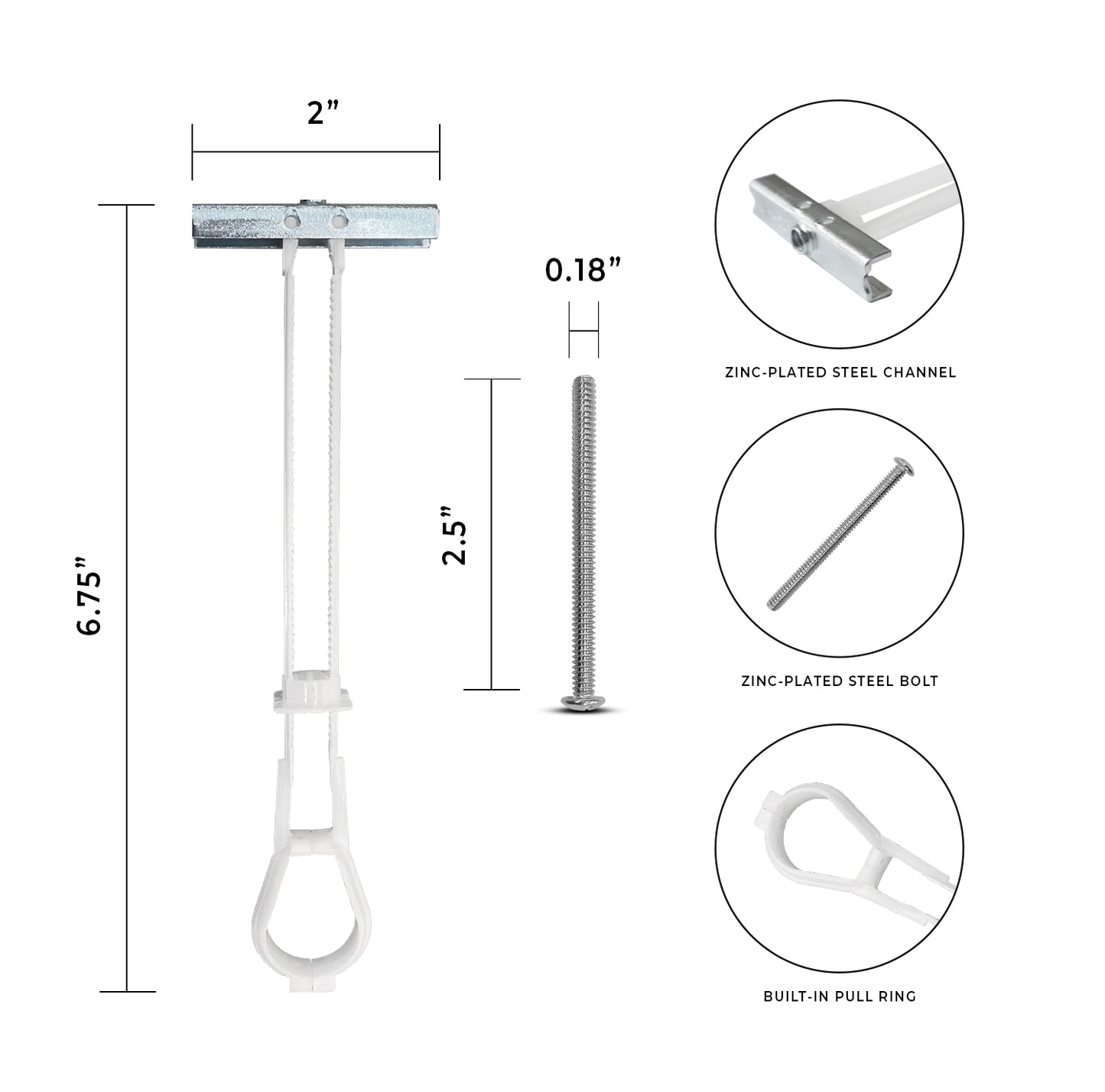 250-Pack 3/16"-24 Quick Channel Toggle Anchors with Bolts