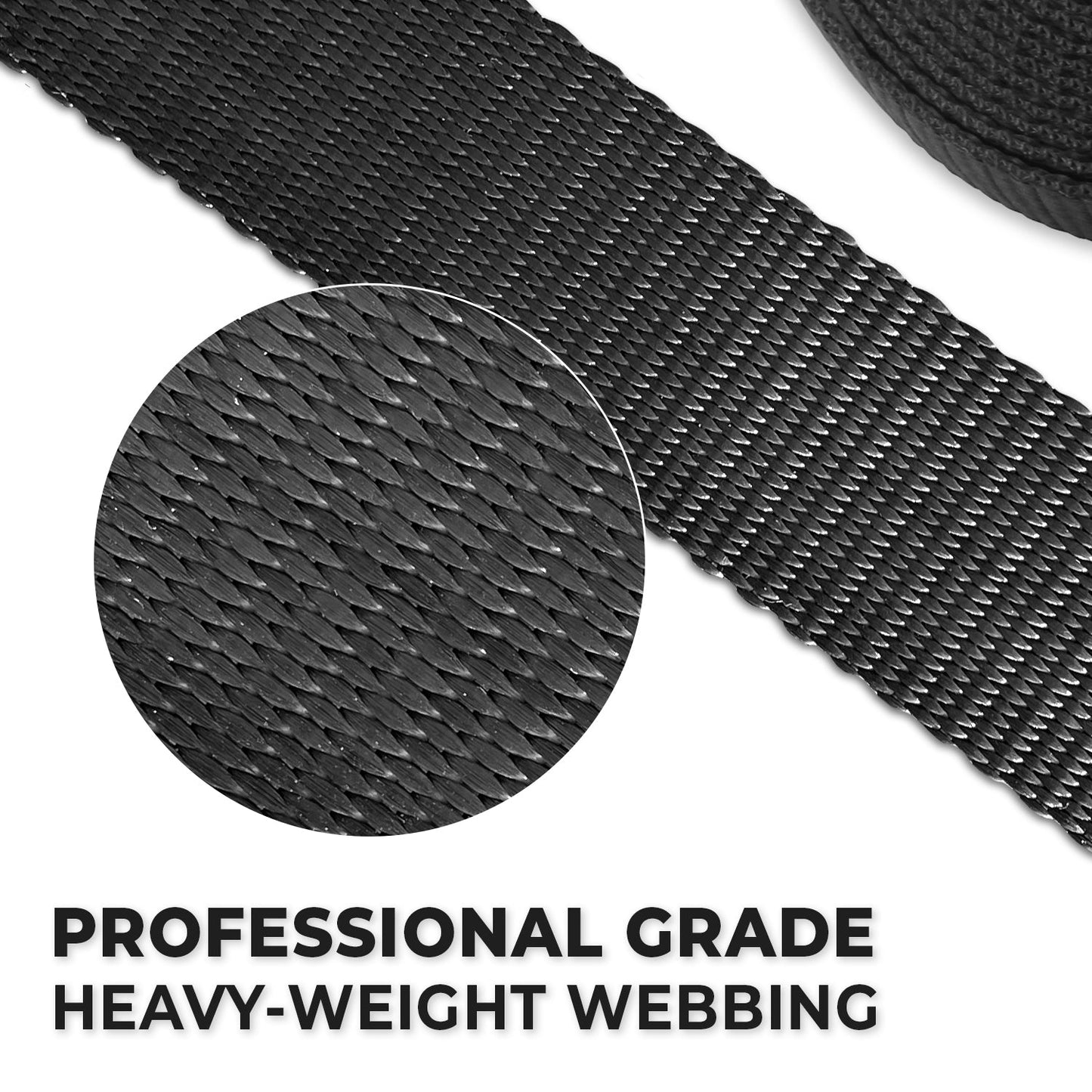 titan anchors ratchet strap heavy weight professional grade webbing up close