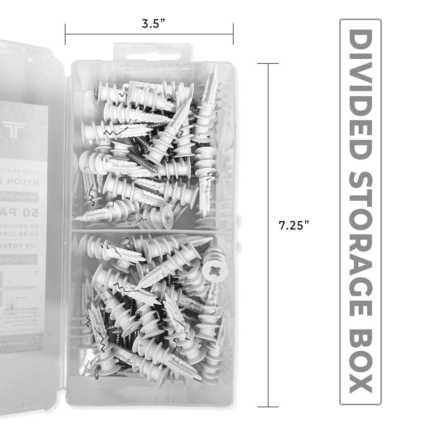 50-Pack Self-Drilling Reinforced Nylon Drywall Anchors with Screws