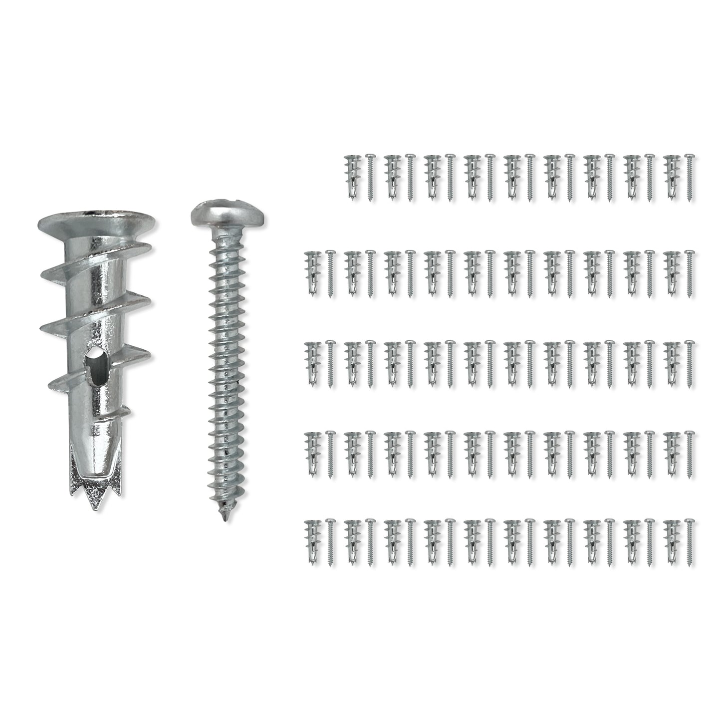 50-Pack Self-Drilling Zinc Drywall Anchors with Screws