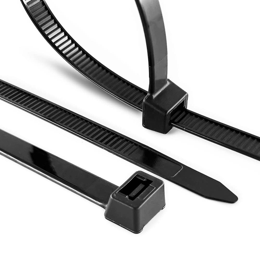 1000-Pack Premium 12" Black Nylon Zip Ties (60 Lbs. Tensile Strength / UV Resistant)