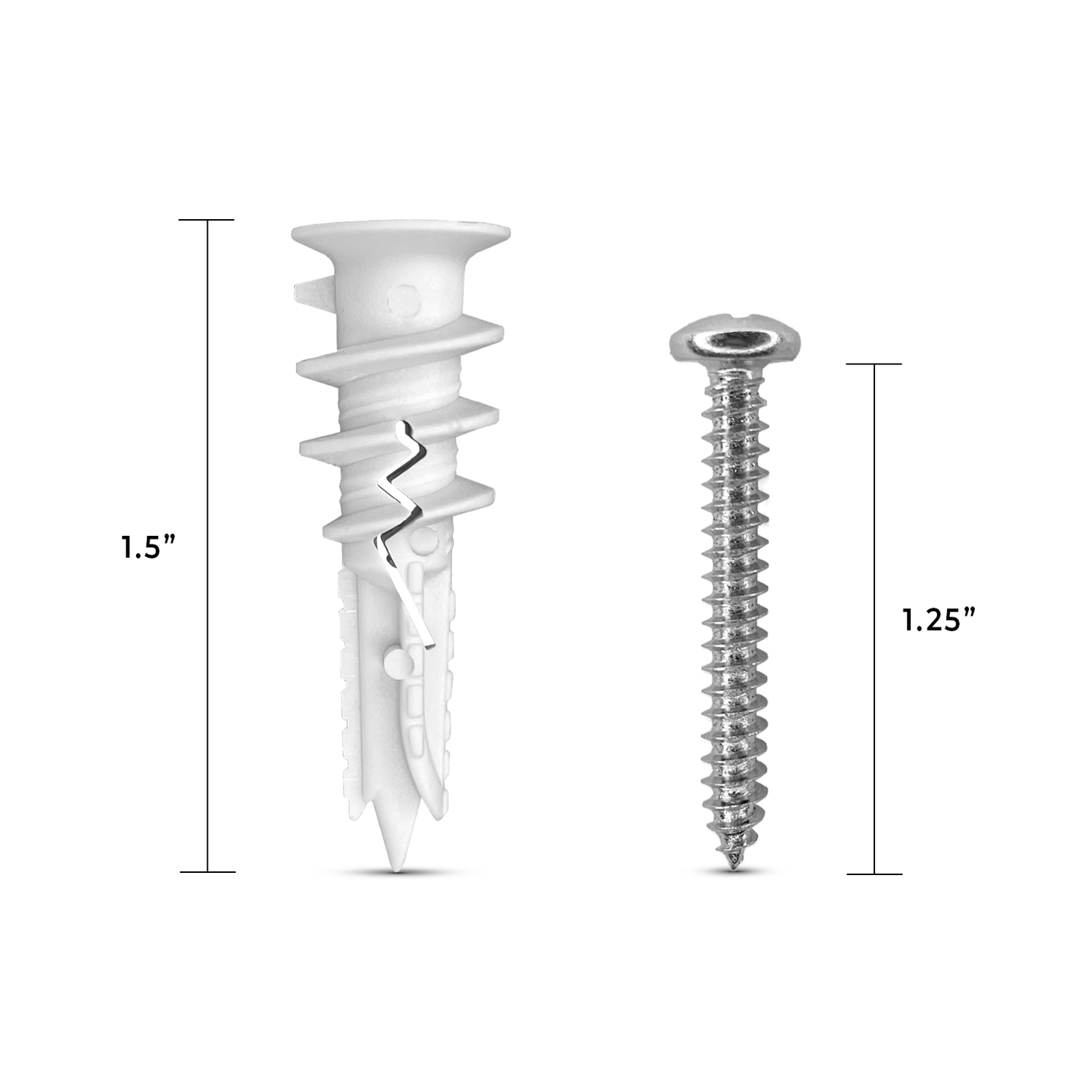 50-Pack Self-Drilling Reinforced Nylon Drywall Anchors with Screws